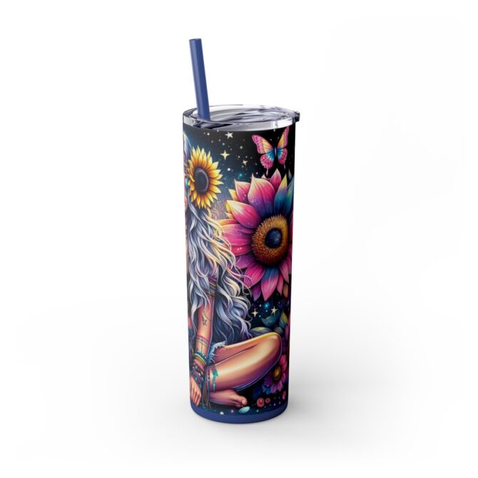 Hippy Girl Skinny Tumbler with Straw, 20oz