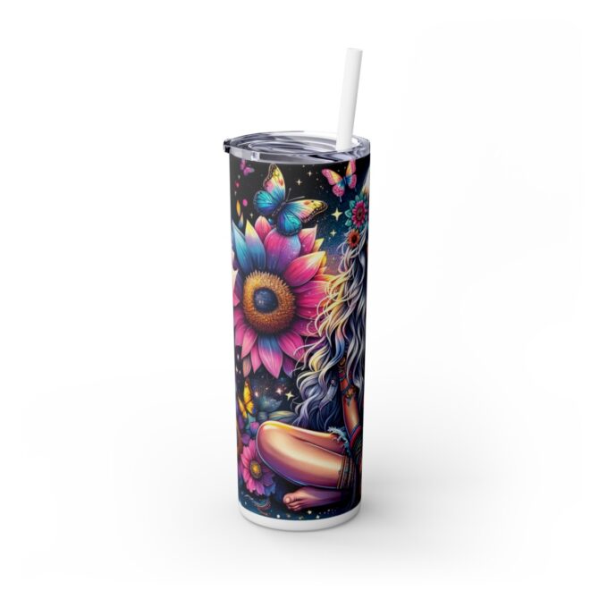 Hippy Girl Skinny Tumbler with Straw, 20oz