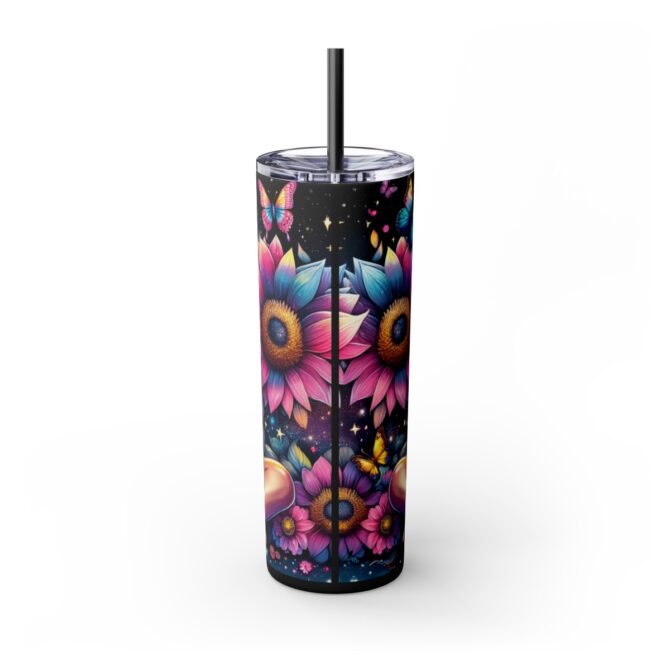 Hippy Girl Skinny Tumbler with Straw, 20oz