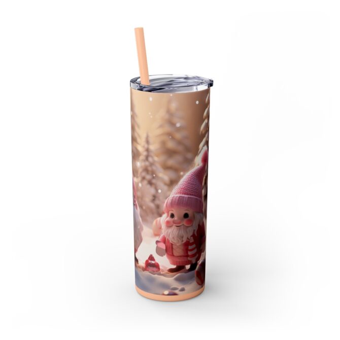 Christmas Girly Gnomes Skinny Tumbler with Straw, 20oz