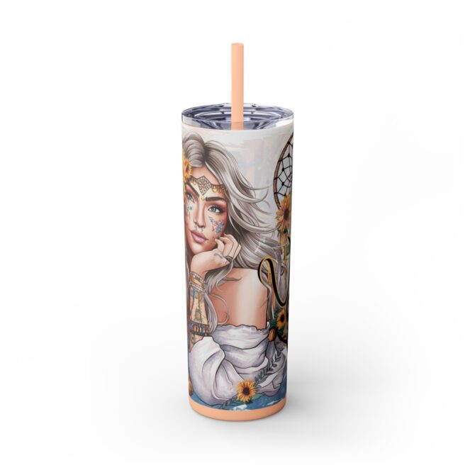 Boho Vibes Skinny Tumbler with Straw, 20oz