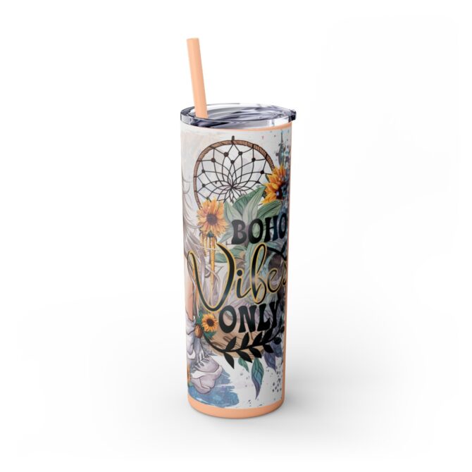 Boho Vibes Skinny Tumbler with Straw, 20oz