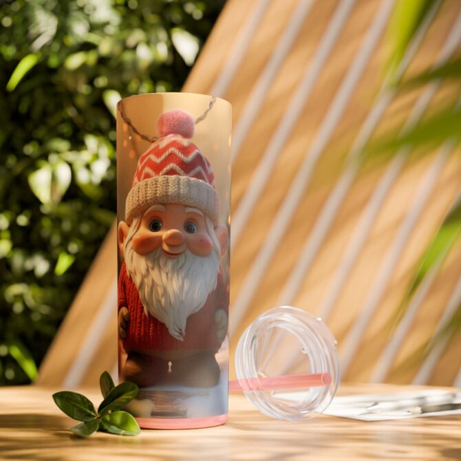 Gnome Skinny Tumbler with Straw, 20oz