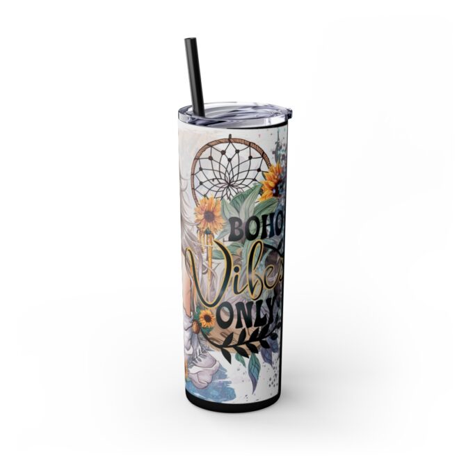 Boho Vibes Skinny Tumbler with Straw, 20oz