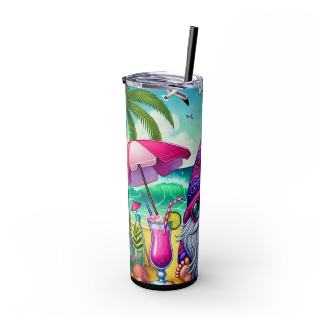 Beach Gnome Skinny Tumbler with Straw, 20oz