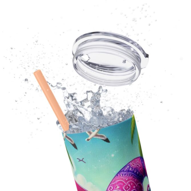 Beach Gnome Skinny Tumbler with Straw, 20oz