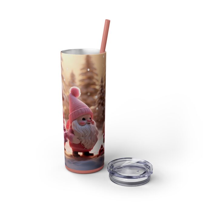 Christmas Girly Gnomes Skinny Tumbler with Straw, 20oz