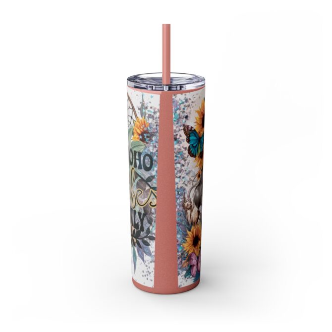 Boho Vibes Skinny Tumbler with Straw, 20oz