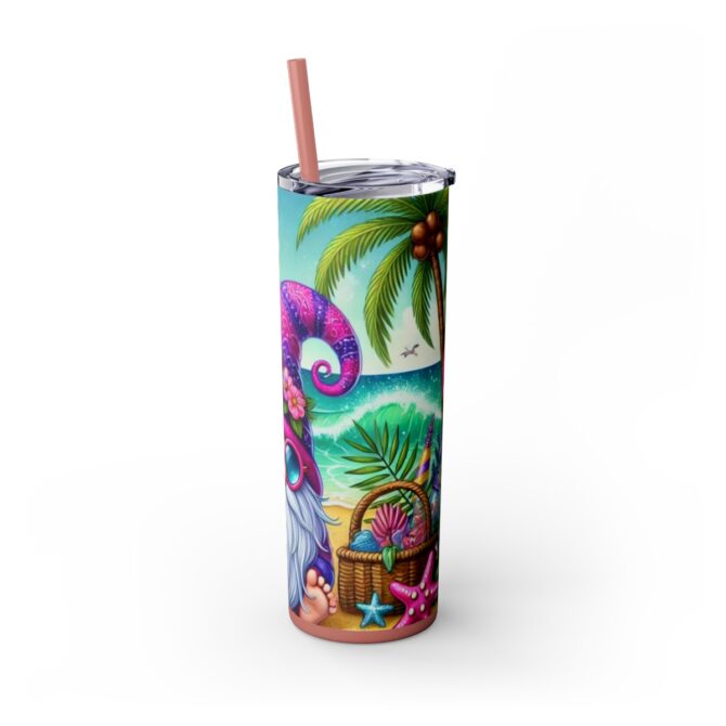 Beach Gnome Skinny Tumbler with Straw, 20oz