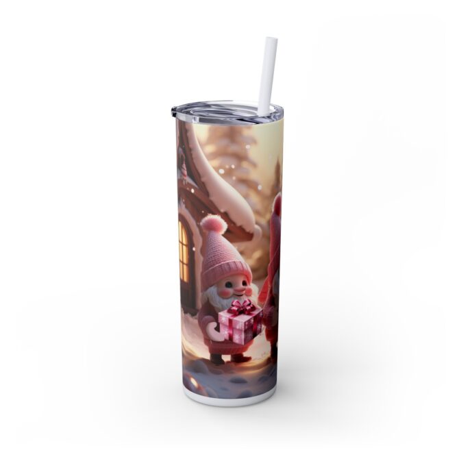 Christmas Girly Gnomes Skinny Tumbler with Straw, 20oz