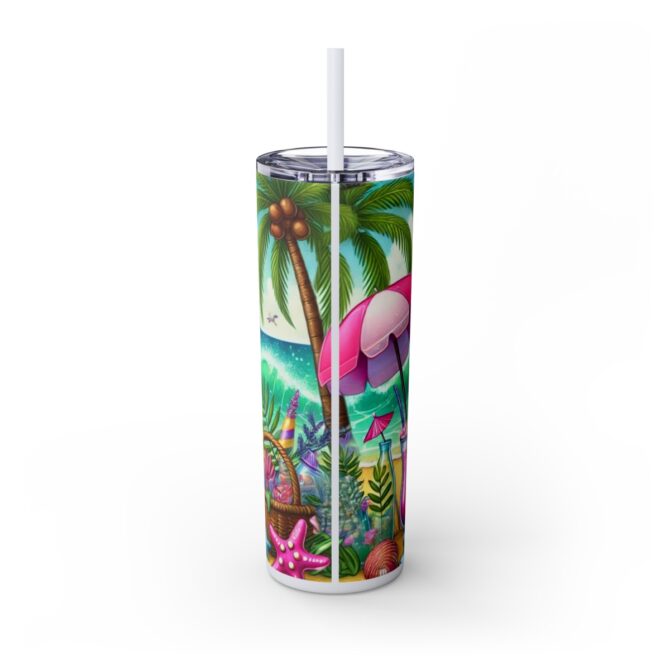 Beach Gnome Skinny Tumbler with Straw, 20oz