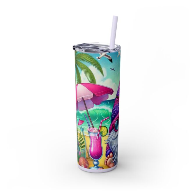 Beach Gnome Skinny Tumbler with Straw, 20oz