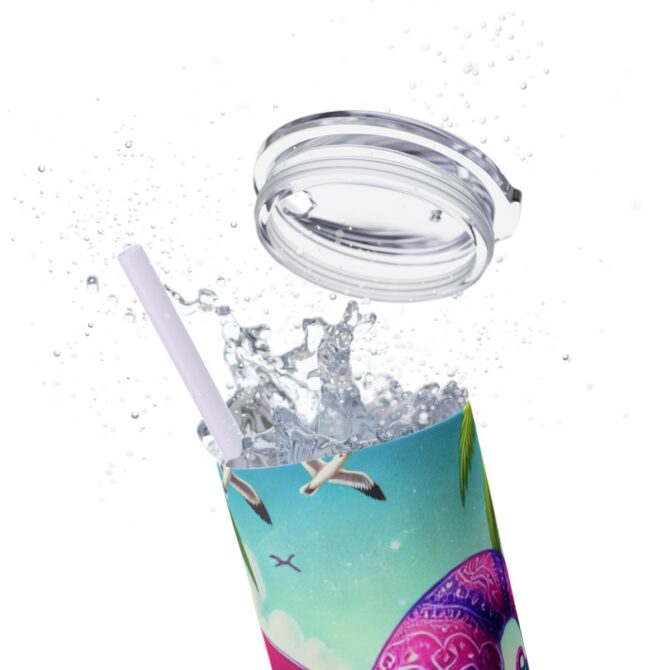 Beach Gnome Skinny Tumbler with Straw, 20oz