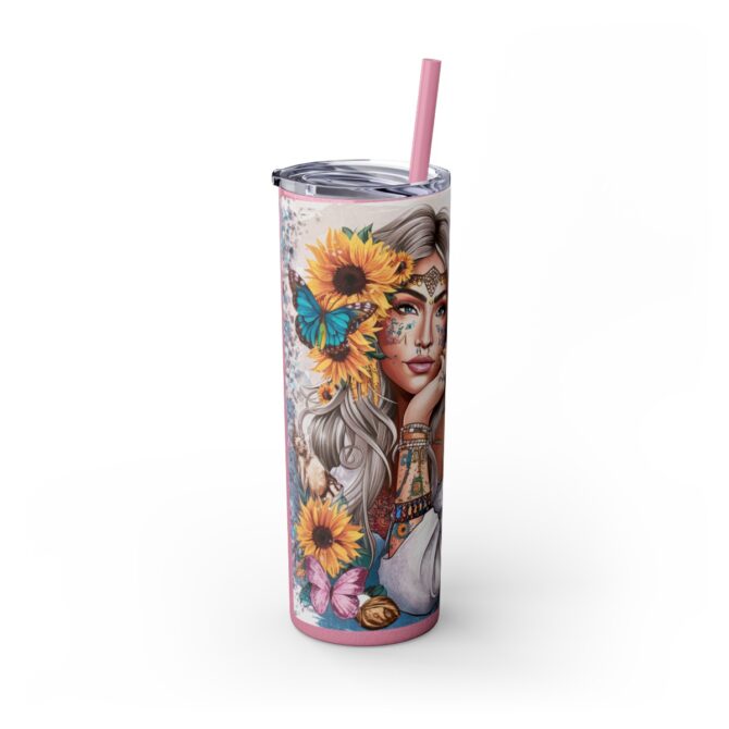 Boho Vibes Skinny Tumbler with Straw, 20oz