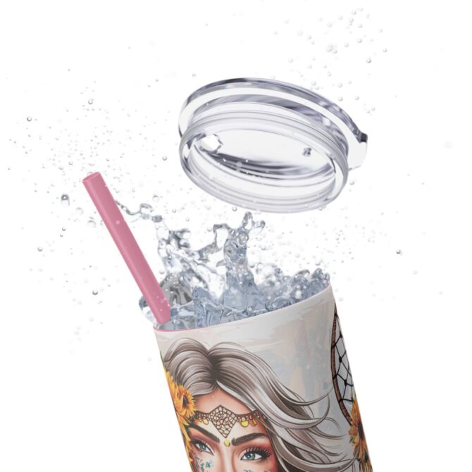 Boho Vibes Skinny Tumbler with Straw, 20oz