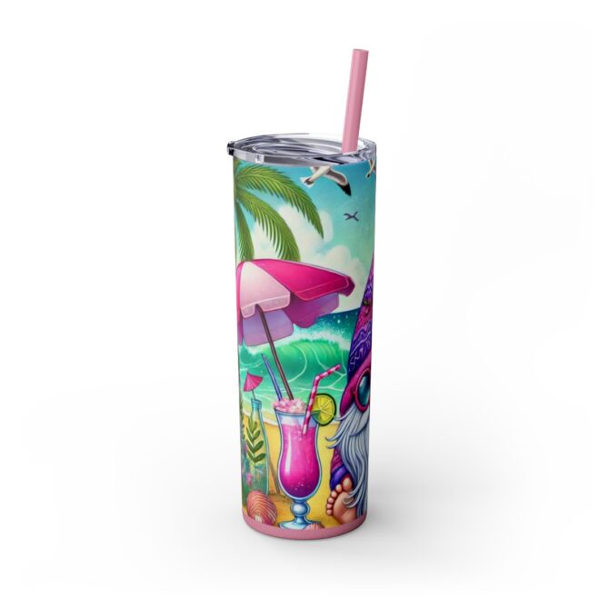 Beach Gnome Skinny Tumbler with Straw, 20oz