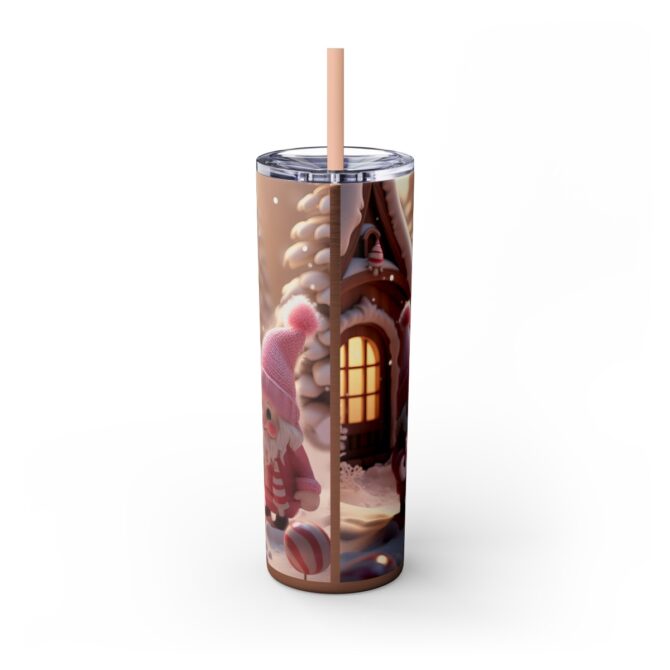 Christmas Girly Gnomes Skinny Tumbler with Straw, 20oz