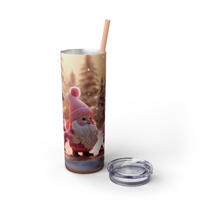 Christmas Girly Gnomes Skinny Tumbler with Straw, 20oz