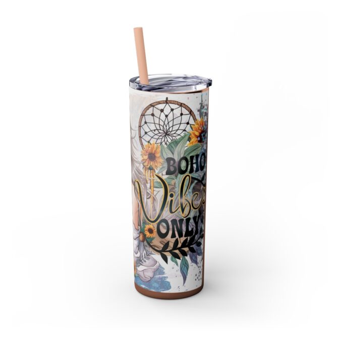 Boho Vibes Skinny Tumbler with Straw, 20oz