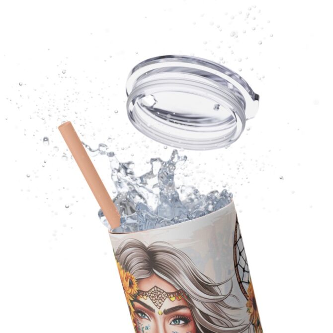 Boho Vibes Skinny Tumbler with Straw, 20oz