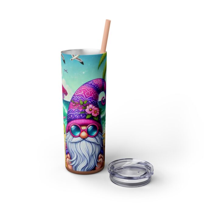 Beach Gnome Skinny Tumbler with Straw, 20oz