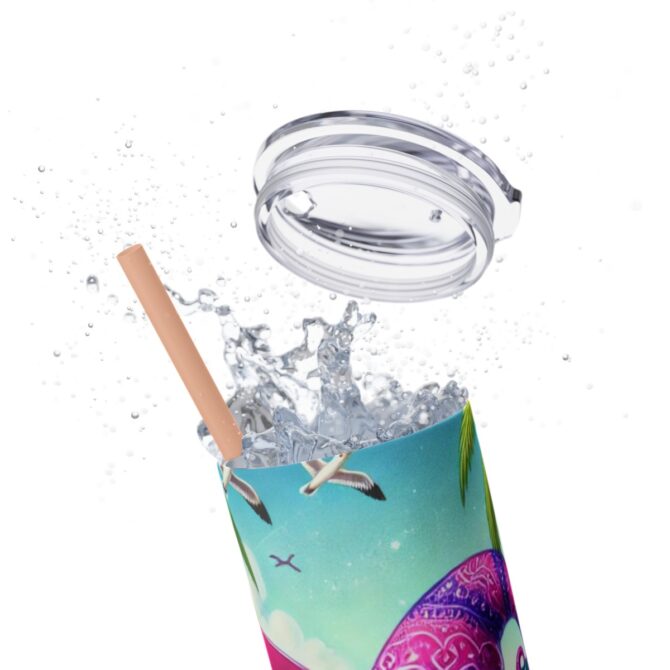 Beach Gnome Skinny Tumbler with Straw, 20oz