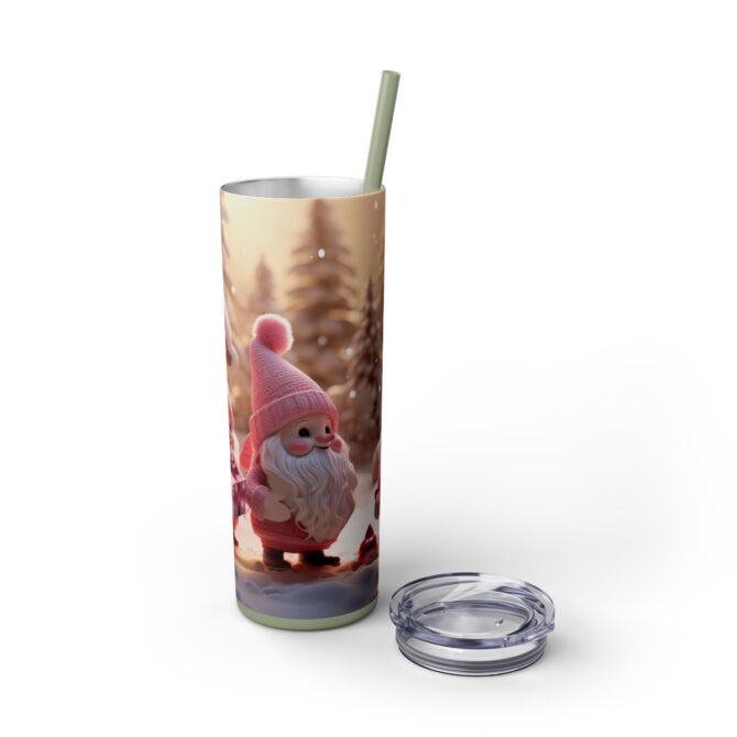 Christmas Girly Gnomes Skinny Tumbler with Straw, 20oz