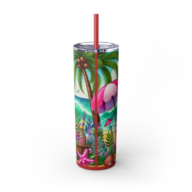 Beach Gnome Skinny Tumbler with Straw, 20oz