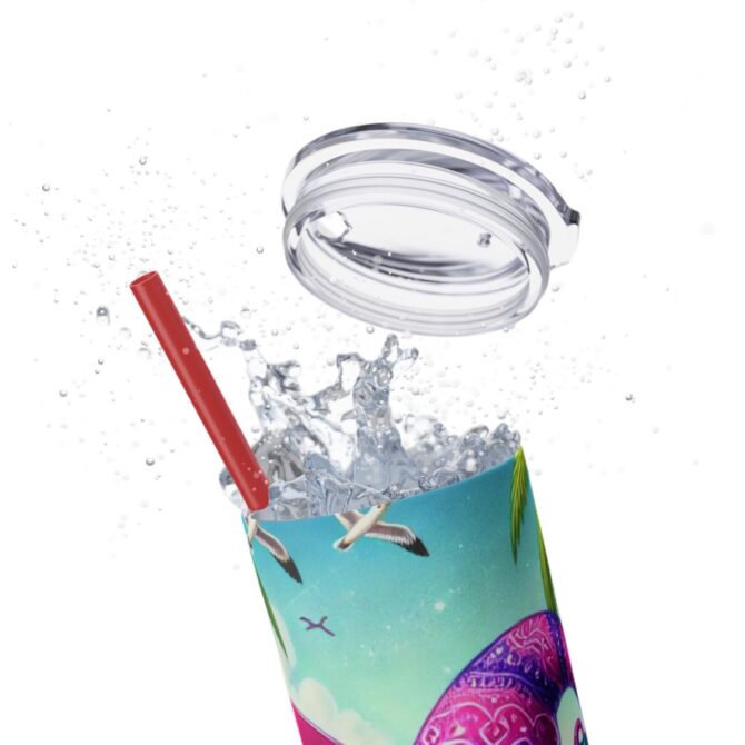 Beach Gnome Skinny Tumbler with Straw, 20oz