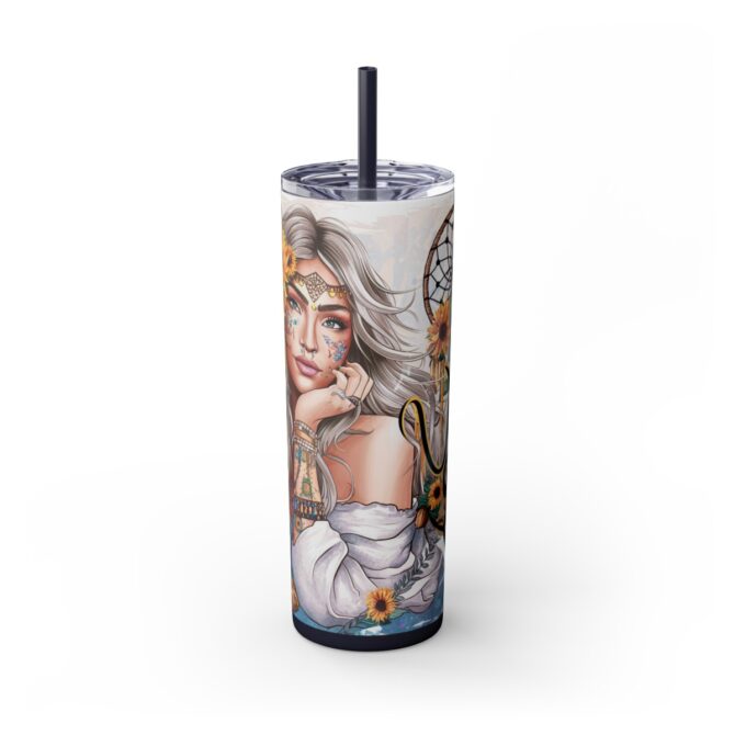 Boho Vibes Skinny Tumbler with Straw, 20oz