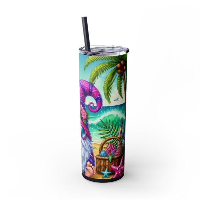 Beach Gnome Skinny Tumbler with Straw, 20oz