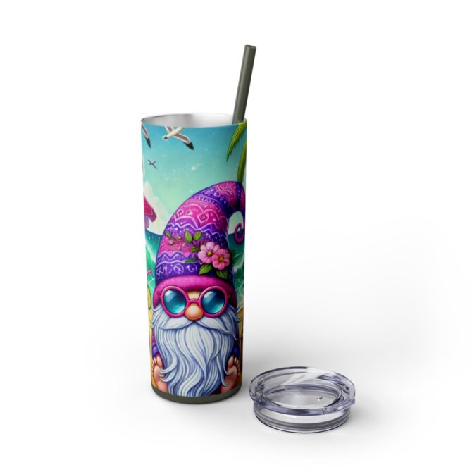 Beach Gnome Skinny Tumbler with Straw, 20oz