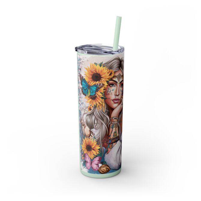 Boho Vibes Skinny Tumbler with Straw, 20oz