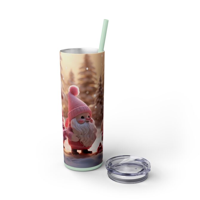 Christmas Girly Gnomes Skinny Tumbler with Straw, 20oz