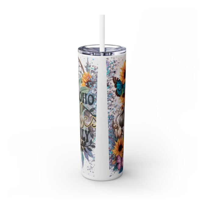 Boho Vibes Skinny Tumbler with Straw, 20oz