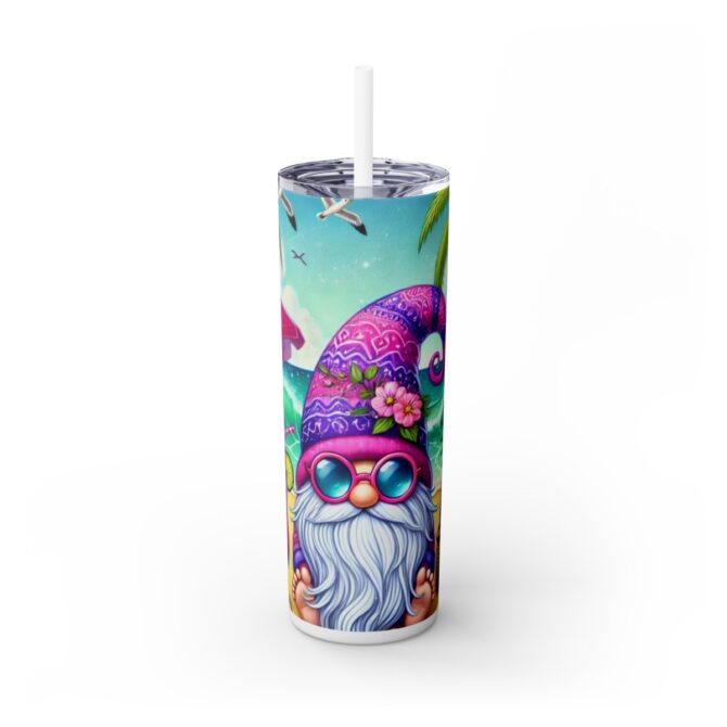 Beach Gnome Skinny Tumbler with Straw, 20oz