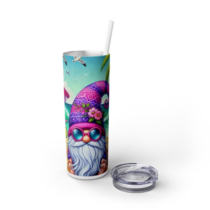 Beach Gnome Skinny Tumbler with Straw, 20oz