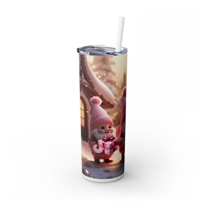 Christmas Girly Gnomes Skinny Tumbler with Straw, 20oz