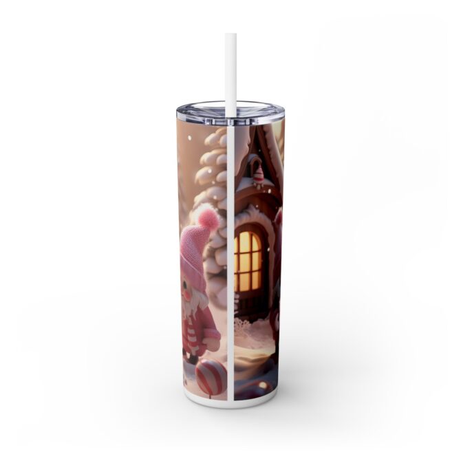 Christmas Girly Gnomes Skinny Tumbler with Straw, 20oz