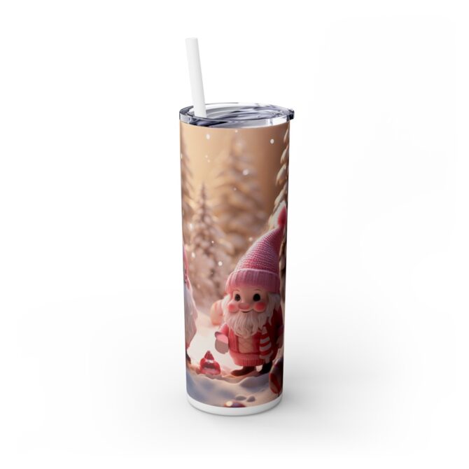 Christmas Girly Gnomes Skinny Tumbler with Straw, 20oz