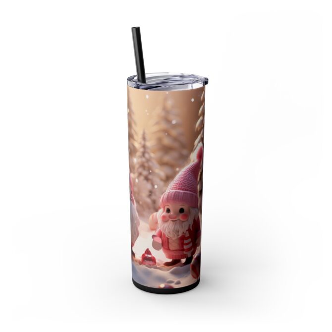 Christmas Girly Gnomes Skinny Tumbler with Straw, 20oz